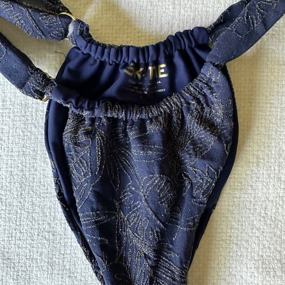 Skatie Navy Swimsuit with Metallic Details